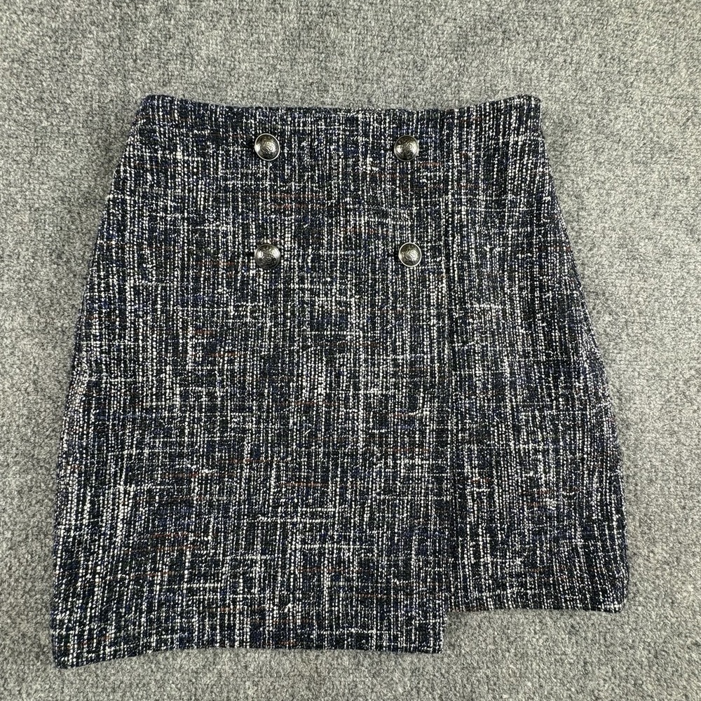 LOFT Skirt Women's 0 Blue Tweed Boucle Preppy Nautical Career Chic Academia Work